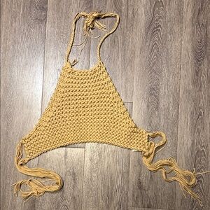 Handmade blonde Crochet Halter Top